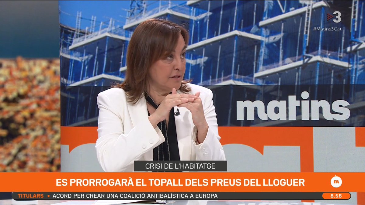 "La funció del topall dels lloguers és l'estabilització dels preus: abans hi havia un creixement exponencial insostenible." La consellera Sílvia Paneque diu que els efectes de la limitació de preus són palpables en les zones tensionades #Matins3Cat
