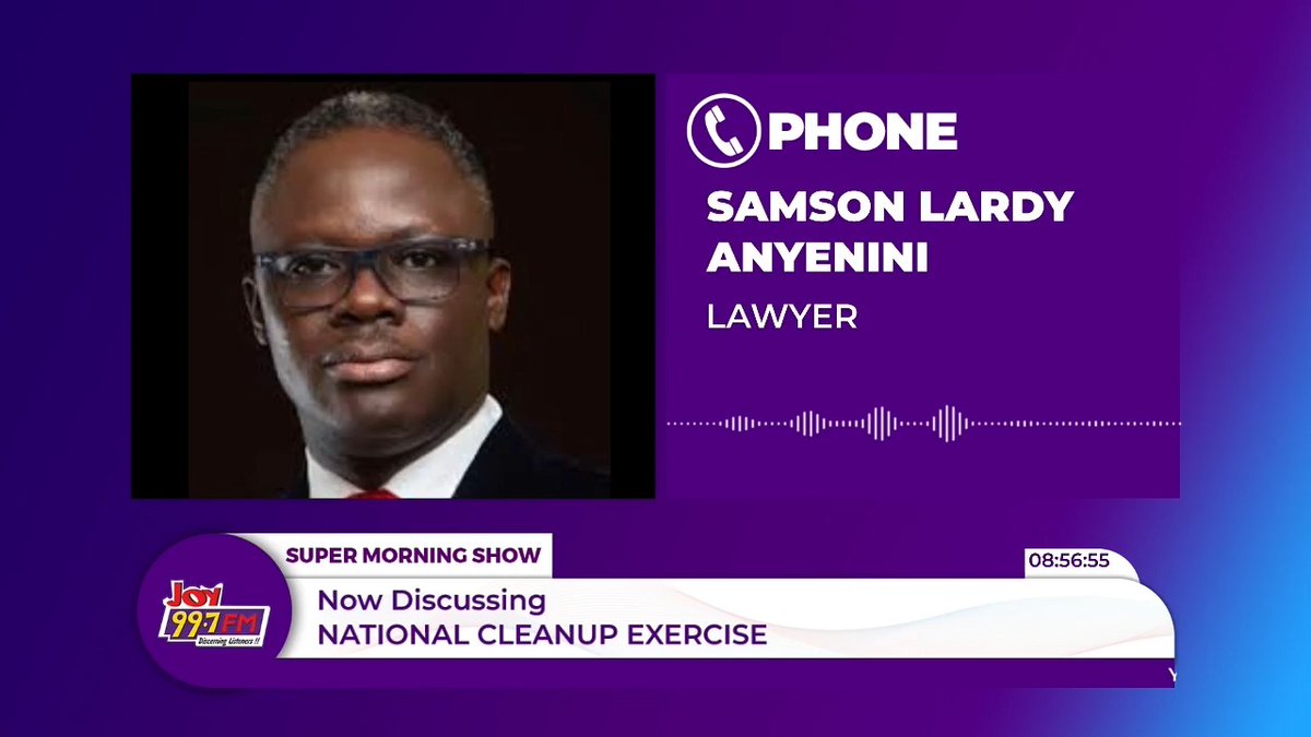 "The President's word is not law." - Lawyer and Host of Newsfile, Samson Lardy Anyenini, says no official had the legal authority to compel citizens to participate in the National Clean-up Exercise solely based on the President's declaration. #JoySMS