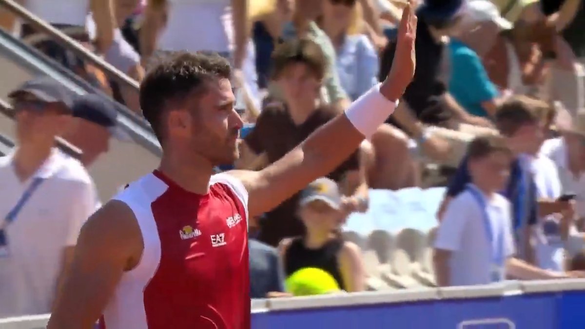 Job done. Andrea Pellegrino eases past Budkov Kjaer 6-3, 6-2 in his Bastad opener and will face top seed Rublev next. Nordea Open | #NordeaOpen
