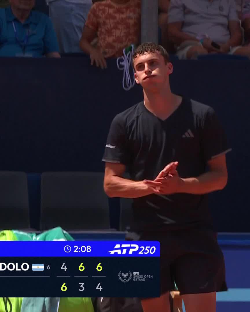 Three Set Thriller 🔥 Cerundolo battles through to defeat Kolar 4-6 6-3 6-4! #SwissOpenGstaad