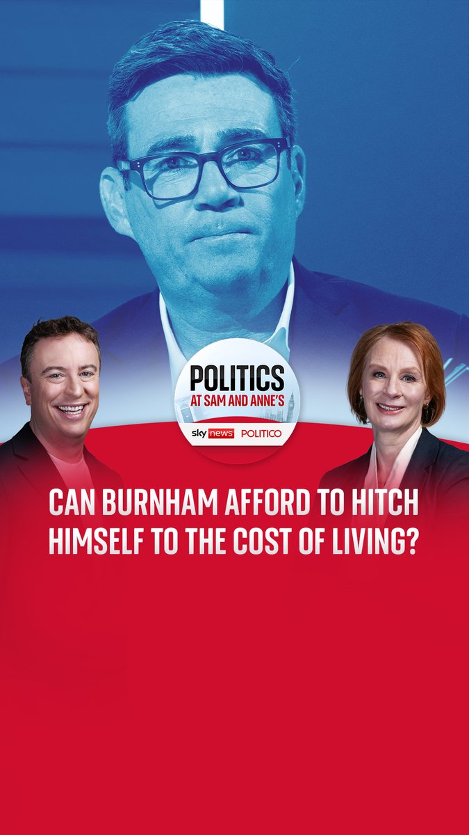 Can Andy Burnham afford to hitch himself to the cost of living? In today's episode, Sam Coates Sky explains to anne mcelvoy why this could cause problems and make his political life harder. Listen to PASAA here: