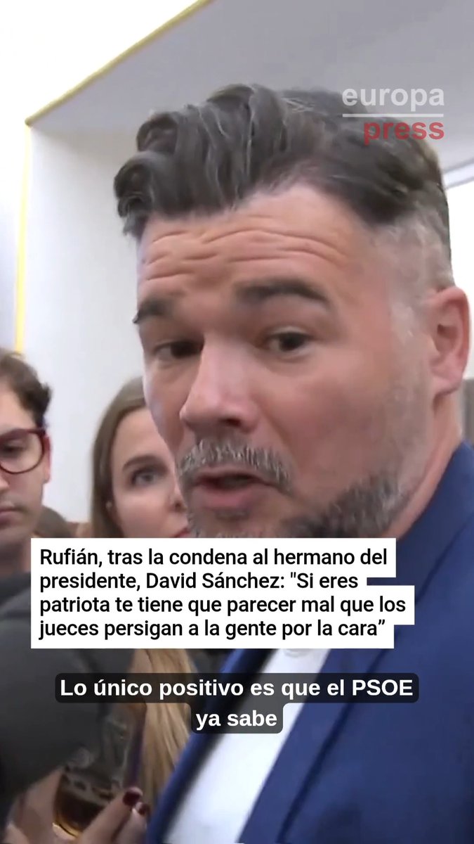 Rufián ve "una sobrada" la condena impuesta al hermano de Sánchez y augura que pasará lo mismo con Begoña Gómez: "Si eres realmente patriota te tiene que parecer mal que los jueces persigan a la gente por la cara"