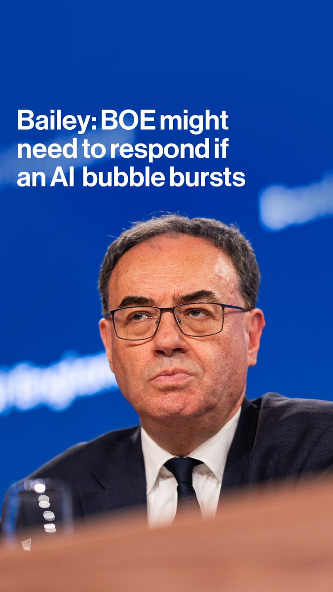 Bank of England Governor Andrew Bailey warns that the fallout from an AI bubble bursting would reach the UK economy and could prompt a response in interest rates