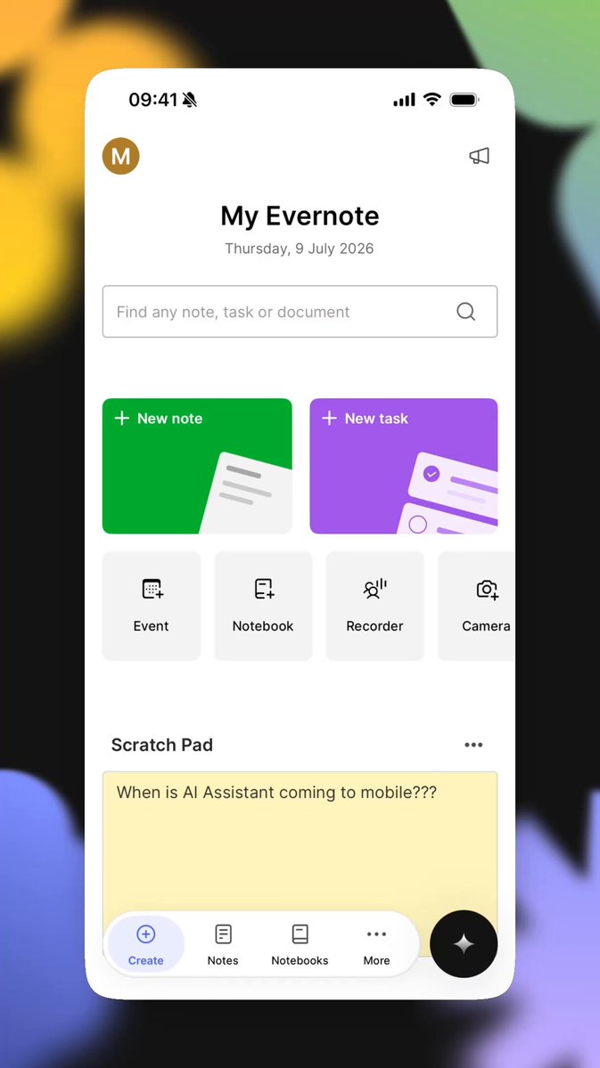 📱 AI Assistant, now on all your devices AI Assistant is now available on phones and tablets for all Evernote users. Wherever you are, you can organize notes, research ideas, create content, and interact with everything in your Evernote account through a simple chat. These two new features are also available on mobile with the AI Assistant: ⚡ AI Prompts let you save repeatable instructions to automate workflows, generate reports, review your work, and much more, using the content and context in your Evernote. 🧠 AI Memory lets AI Assistant remember your preferences across conversations. Just say “Remember to…” or “Store this in your memory for future conversations.” Update your Evernote app or download it now to get started! Available from version version 11.23.2.