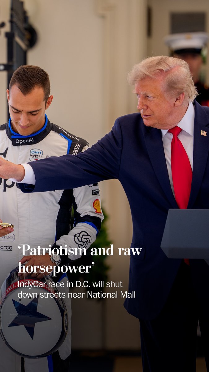 President Trump previewed an IndyCar race expected to take place near the National Mall next month. The race is scheduled for August 22nd and 23rd, and the announcement included a demonstration pit stop in front of the White House.