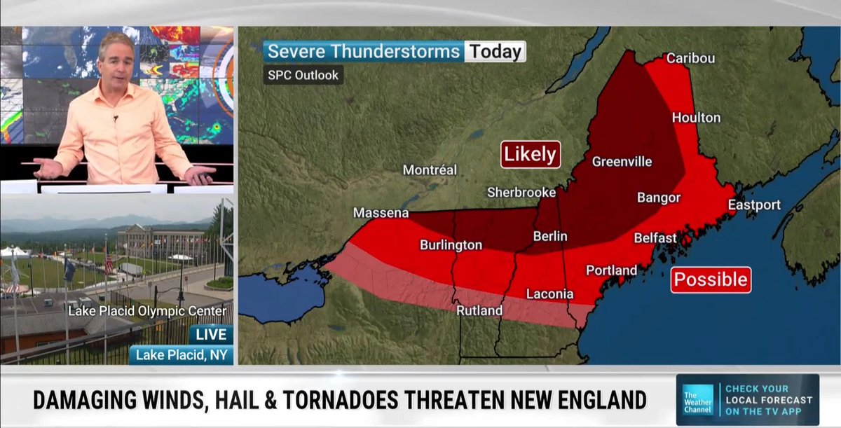 A severe weather threat is shaping up for parts of New England that could bring damaging winds and a tornado threat. Here's the latest ⬇️