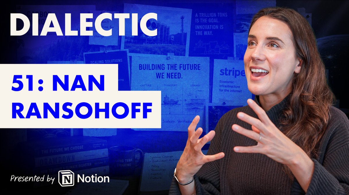 Dialectic 51: Nan Ransohoff! Nan Ransohoff thinks more of the world's most impressive people should work in philanthropy. And that they needn't sacrifice ambition or upside to do so. Nan leads public goods at Stripe. That includes Frontier (carbon removal) and Intercept (respiratory illness). She's also written about how we need more "general managers" (read: more 'Nan's) and how philanthropy is about to undergo explosive growth thanks to AI money. I talked to Nan about: - GMs and identifying orphaned problems to own end-to-end - coordinating the market to spend billions to suck carbon from the sky and end the common cold - how vision is in short supply - what philanthropy can learn from startups and VCs - the third wave of American philanthropy (driven by billions in OAI/Anthropic philanthropic dollars that will need to be spent) - how many things we may want (good, beauty, meaning) may be harder to quantify and thus require a different philanthropic approach - getting off the "gold star" established path and choosing a life and ambition of her own making Timestamps: 0:00 - Opening Highlights 1:15 - Intro to Nan 4:53 - Start: What is a Nan? Nerd-Sniped by Orphaned Problems 12:39 - GMs, Seeing the Chessboard, and Working Backwards from Outcomes 18:55 - Good Taste in Problems, Vision, and Good Finish Lines 35:43 - Advance Market Commitments Tactically Solving Carbon Removal 41:35 - Focus and Sketching Out or Slicing Up Messy Problems 49:39 - Legibility, Public Rallying, and Ambition in Philanthropy 54:38 - Third Wave Philanthropy and Hard to Quantify Problems 1:06:50 - Risk Tolerance in Philanthropy and Scarcity of Funders and Allocators 1:15:22 - The $40B Tidal Wave of New AI-Money and Why Start Now 1:19:53 - Amount of Capital, Government Philanthropy, and Making Philanthropic Founders Rich 1:31:44 - Nan's Mid-Career Inflection Point and Getting Off the Obvious Path 1:39:47 - Grab-bag: Why Stripe Funds Public Goods, Making Things with Friends, Creative Partnership, Iceland Drone, and Scone Heads 1:49:39 - Syllabi for the Squishy Topics & Study vs. Experience 1:57:01 - Inputs & Outputs and GLPs for Attention 2:04:38 - Closing: Interviewing Parents and Imagining an Obituary Dialectic with Jackson Dahl 51: Nan Ransohoff - Power Laws for Philanthropy - is out now below and on all platforms.