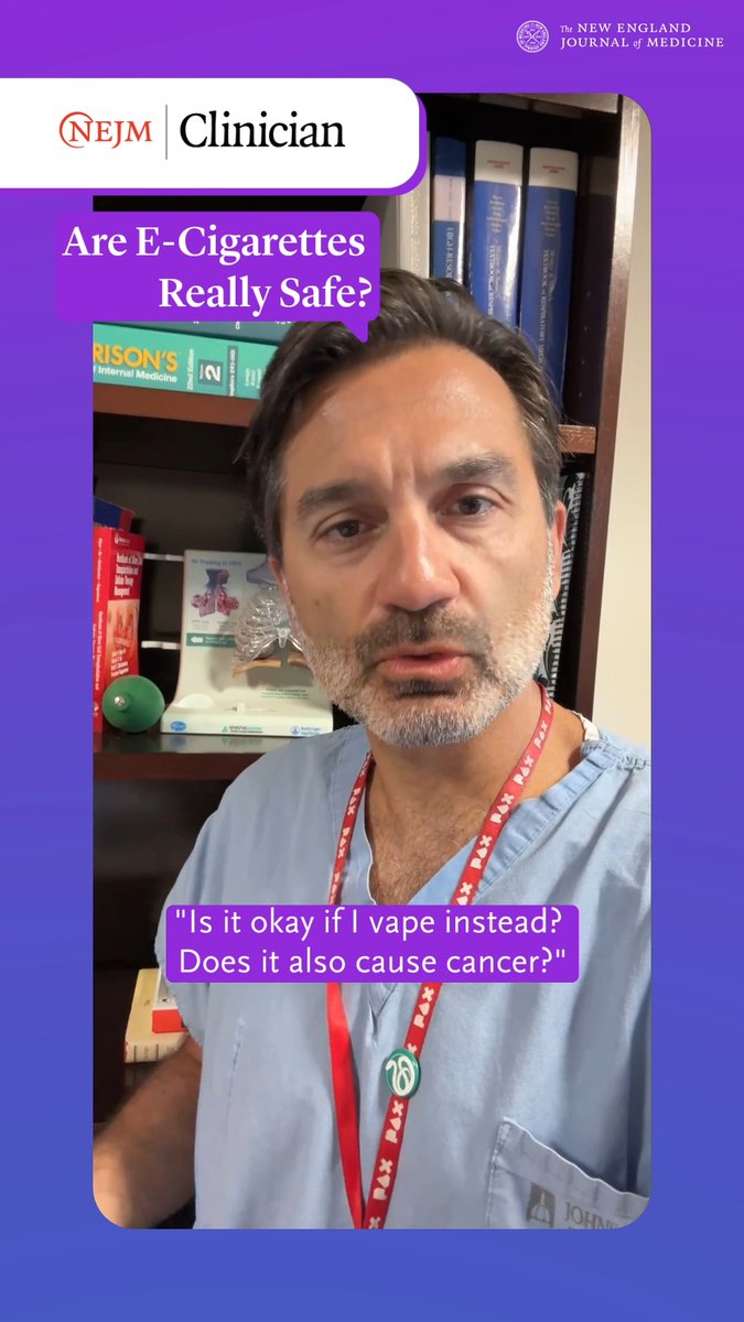 Are E-Cigarettes Really Safe? NEJM Clinician Editor-in-Chief Raja-Elie Abdulnour, MD (Raja-Elie Abdulnour), discusses a population-based study investigating the relation between e-cigarette use and lung cancer risk. Read the key results and comment from Sara Turbow, MD, MPH: Visit to discover what else matters this week, including: 🏃 Exercise for Hypertension: What Works Best? 🔬 Colonoscopy vs. FIT for Colorectal Cancer Screening 💨 Oxygen After Cardiac Arrest: Conservative vs. Liberal Strategy 🍷 Alcohol Consumption Remains Common during Pregnancy