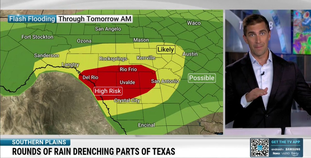 A rare "high risk" flood threat is in effect for parts of Texas. Areas could see an additional 10 to 20+ inches of rain over the next two days. Meteorologist Chris Bruin is tracking the latest: