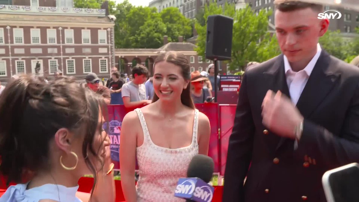 Ben Rice and his partner Sara talk with Michelle Margaux about their outfits and who they think is the best dressed
