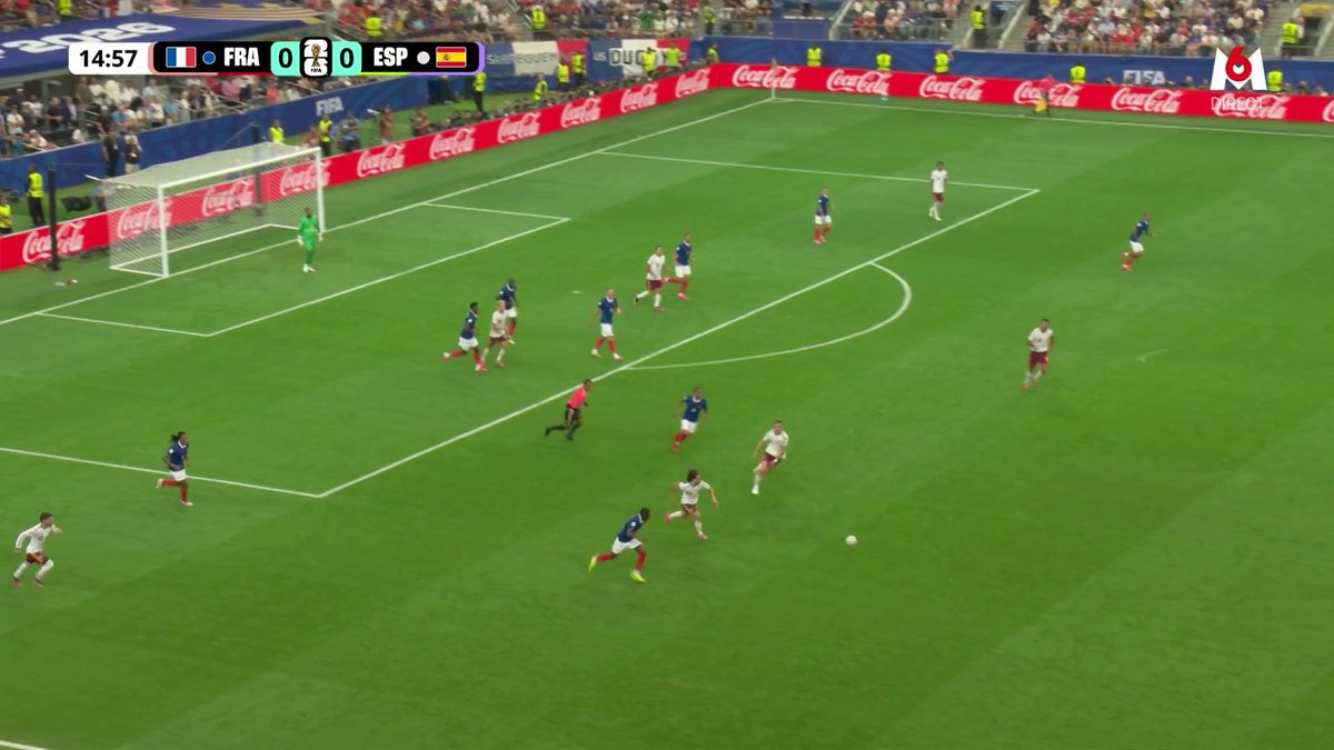 Première grosse alerte pour les Bleus ! ⚡️ Dembélé lance parfaitement Mbappé, mais le retour défensif espagnol sauve la Roja. Suivez le match sur M6 et M6+ : #CDM2026 #FIFAWorldCup #FRAESP