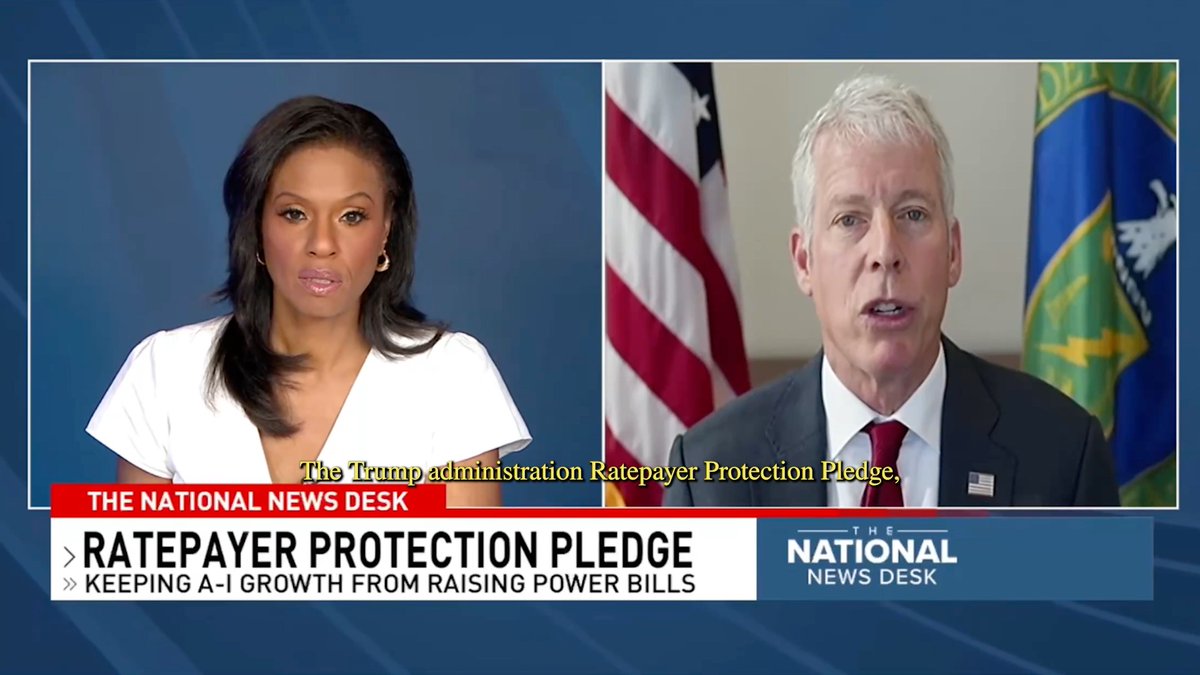 President Trump’s Ratepayer Protection Pledge will help reduce costs and increase wages for Americans. Secretary Chris Wright: "The problem is state green energy mandates, not the data center development. They're a force to drive prices down."