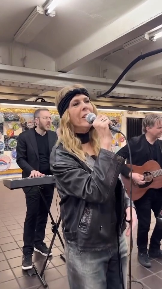 Rita Wilson is trying out the busking life 🎶 "There’s something I love about places where life doesn’t stop just because music starts. People are on their way to work, meeting friends, heading home... and for a few minutes, our paths cross through a song," wrote the 69-year-old actress, singer and wife of Tom Hanks, sharing a delightful video of herself performing in a NYC subway station 🎤💕 📽️ : #RitaWilson #Busking