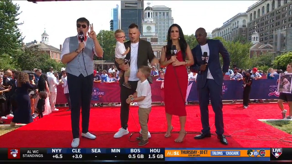 Mike Trout came to the Red Carpet Show with TWO future first round picks! 😂 The Los Angeles Angels star talks about his family and reflects on his first All-Star appearance in 2012. 📺 Red Carpet Show presented by Mastercard