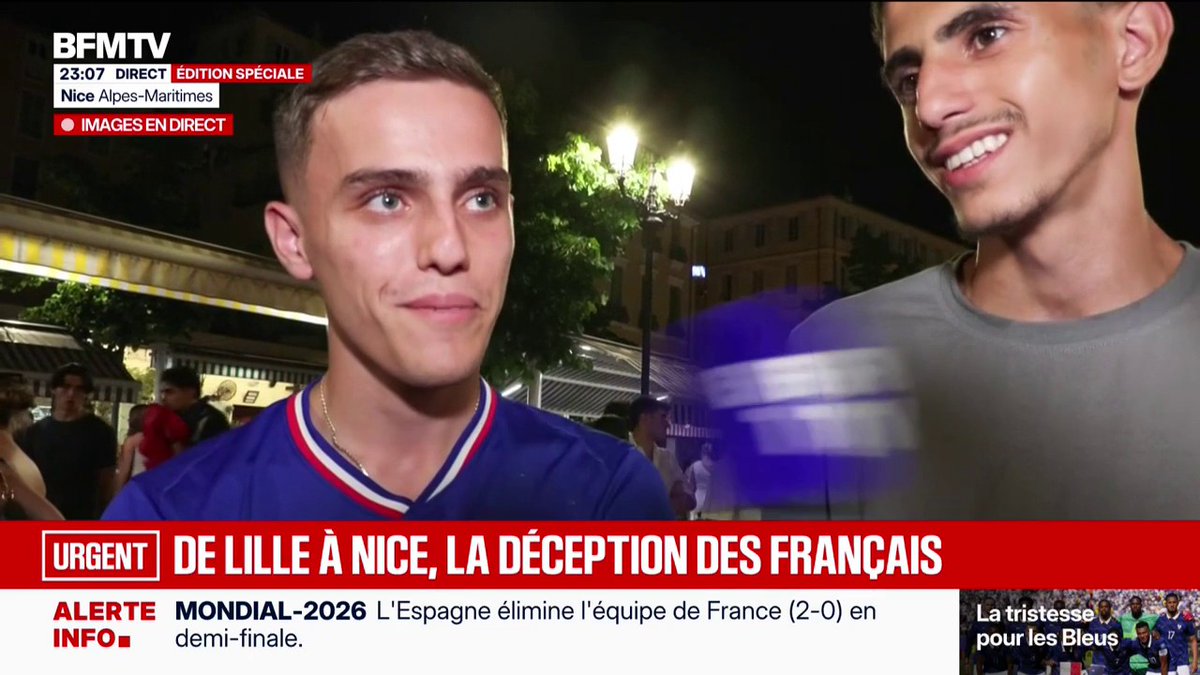 "C'est un peu la fin des haricots": à Nice, les supporters de l'équipe de France font face à la désillusion après le match