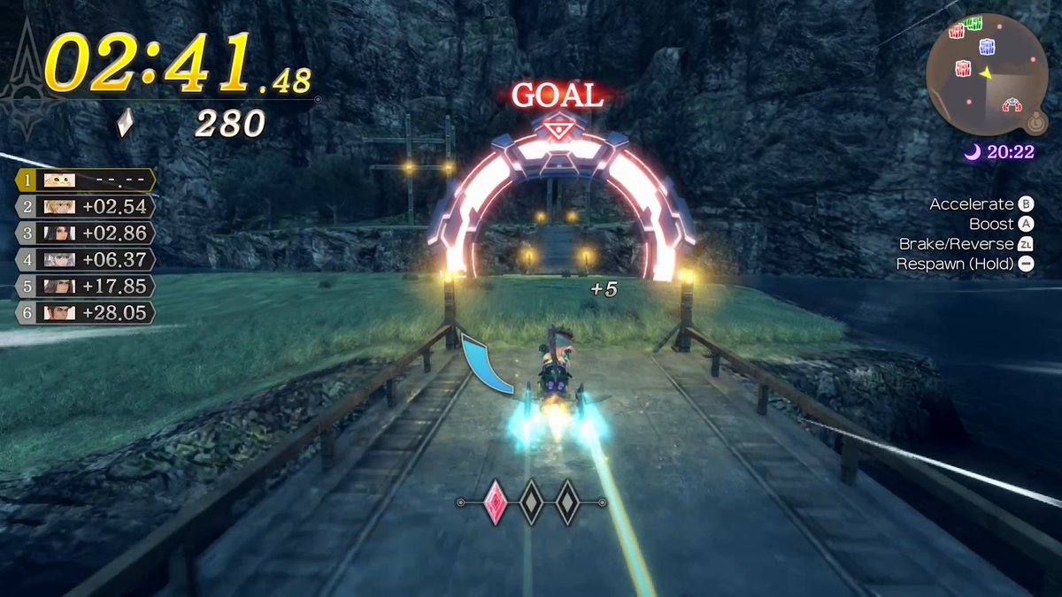 Put the pedal to the metal!​ ​Collect crystals in Score Attack or race against your party members in Battle Race.