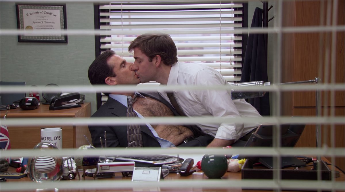#TheOffice S02E13 Alternate Deleted Scene Michael and Jim are caught during an inappropriate moment in the office 🏳️‍🌈