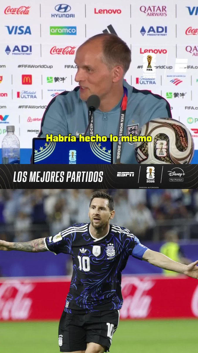 "¿ES SU CAMISETA DE LA SUERTE? HABRÍA HECHO LO MISMO ENTONCES" Thomas Tuchel se tomó con gracia que Argentina juegue con la camiseta azul vs. Inglaterra ⚽ #ESPNMundial 📺 Mirá los mejores partidos de la #FIFAWorldCup por ESPN, en el Plan Premium de #DisneyPlus