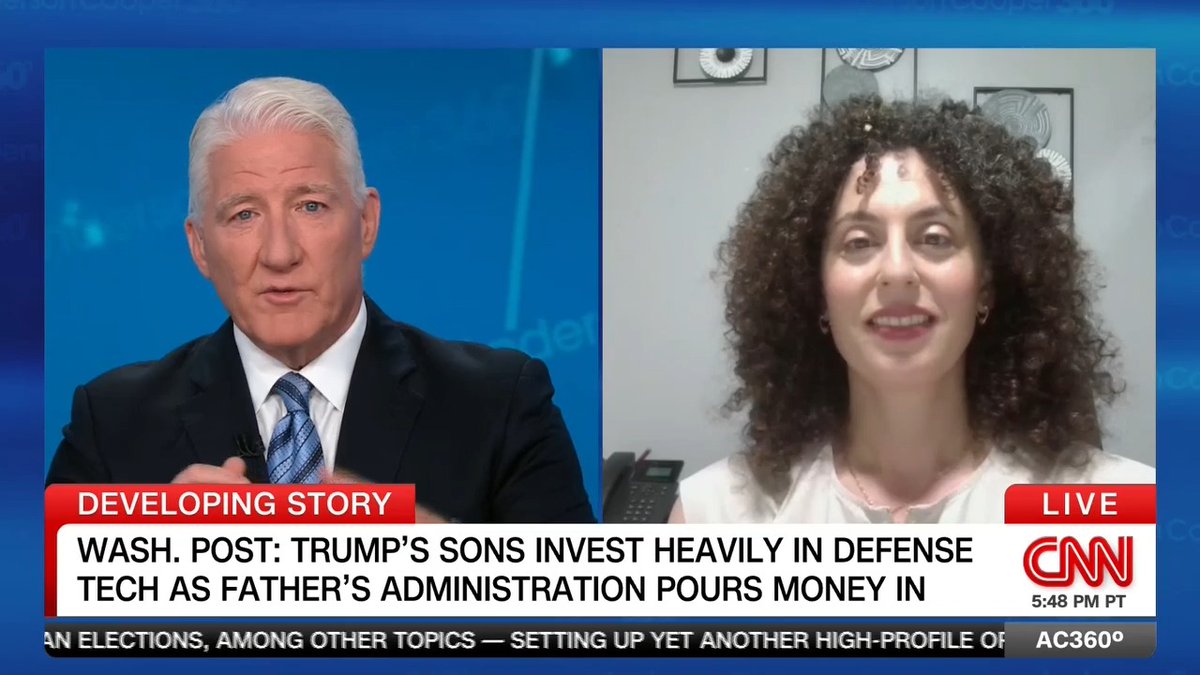 Washington Post Silicon Valley Correspondent Elizabeth Dwoskin on her report about President Trump's oldest sons and the investments she says they have made that are benefiting from new Pentagon priorities and spending.