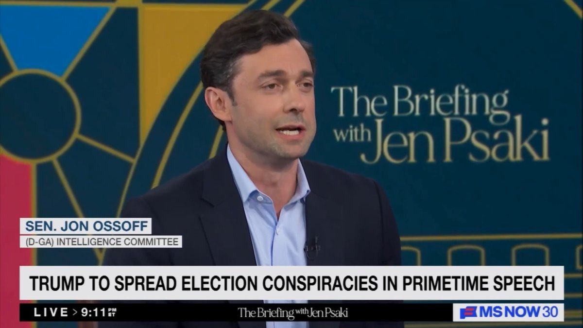 Ossoff: There's talk that he might try to declare me and Raphael Warnock illegitimate senators. Obviously, the President has no power to do that, but he does have the power to try to intimidate people. He's demonstrated his will to abuse power. I expect him to use whatever he puts out there on Thursday as a pretext, either for some attempted unconstitutional use of federal power to interfere in the election, or to give his proxies and loyalists in state and local jurisdictions some cover for whatever they might attempt, or to lay the groundwork for challenging the result. And the bottom line is that this is a real and live threat to voting rights in the United States right now.