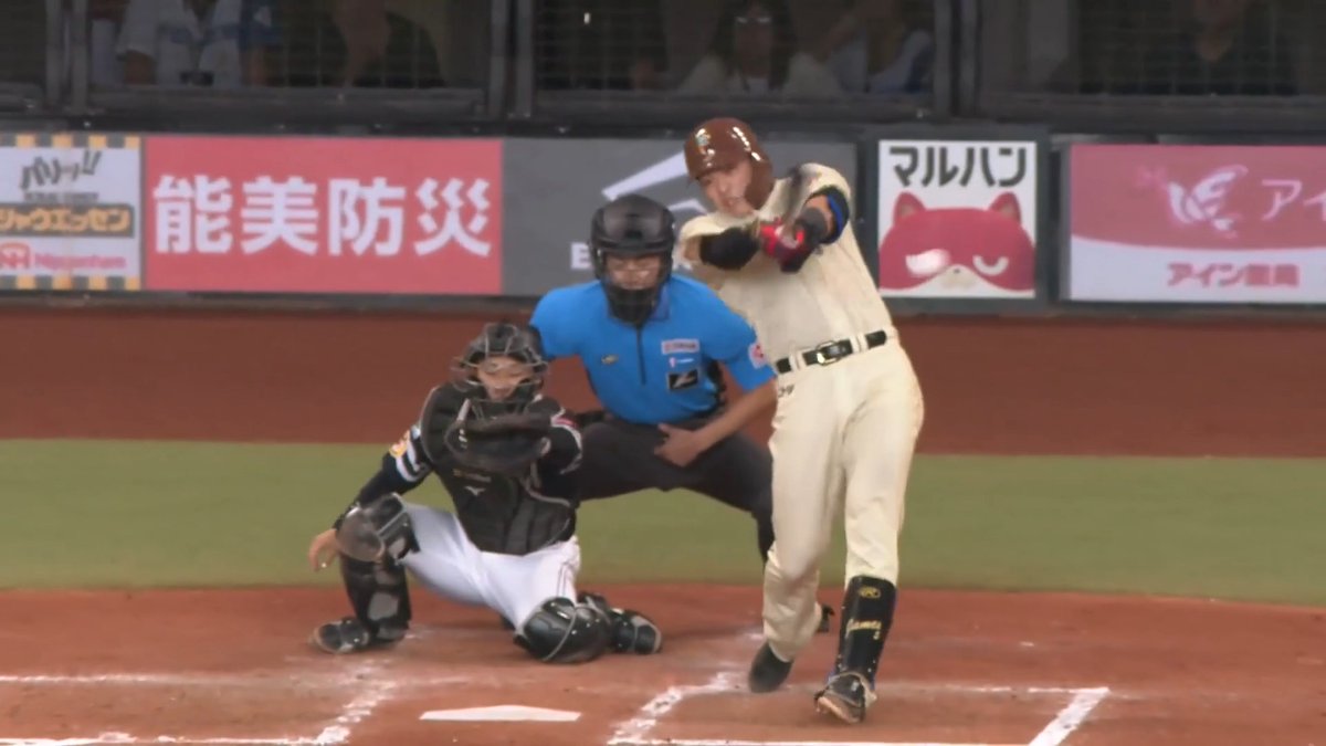 序盤からシーソーゲーム💪 北海道日本ハム 野村佑希 選手が1打席目の鬱憤を晴らす、勝ち越しタイムリー2ベースヒット👏 👇スマホ・テレビで試合観戦!