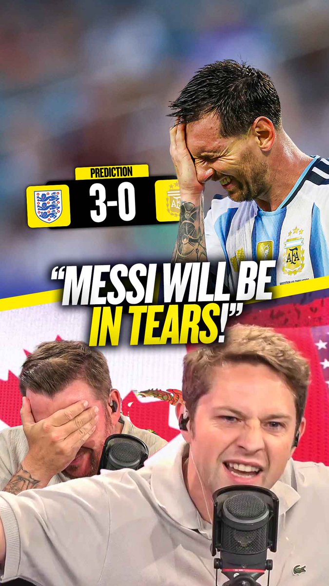 🔥 "We're going to smash them!" 🔚 "Messi will be confined to the ash heap of history!" 👋 "Adios Lionel Messi, there is a new sheriff in town and his name is Jude!" Safe to say @ChelseaRory expects England to be in the World Cup final on Sunday... 😅 #FIFAWorldCup