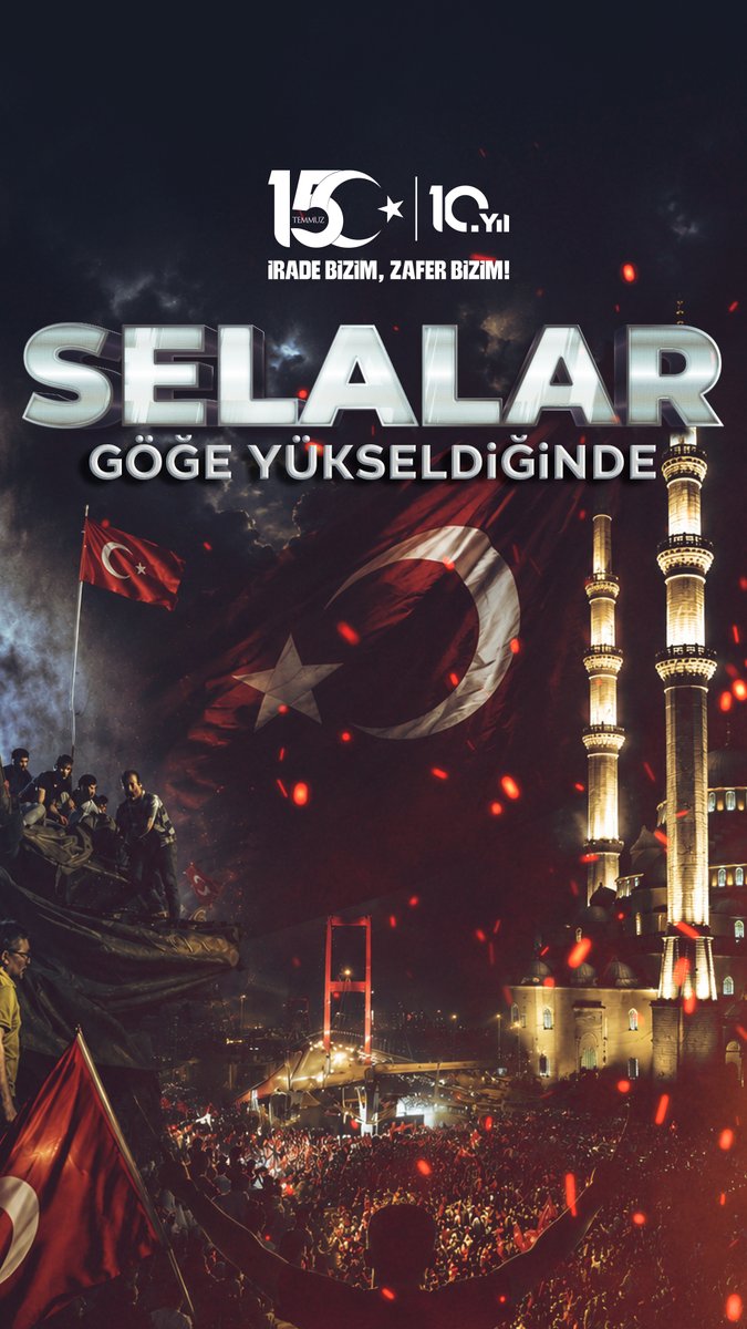 🇹🇷#15Temmuz gecesi yükselen selalar, zincirlerini kıran milletin diriliş muştusuydu. Selalar göğe yükseldiğinde, hainlerin kalbine korku, vatan sevdalılarının yüreğine ise sarsılmaz bir iman ve cesaret doldu. #ZaferBizim Tamamını izlemek için 👇