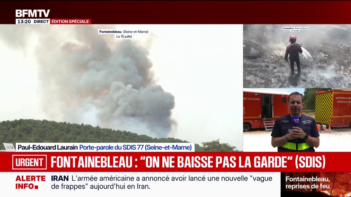 Incendie de Fontainebleau: "On est sur une phase de noyage pour considérer que le feu est éteint", explique le SDIS 77
