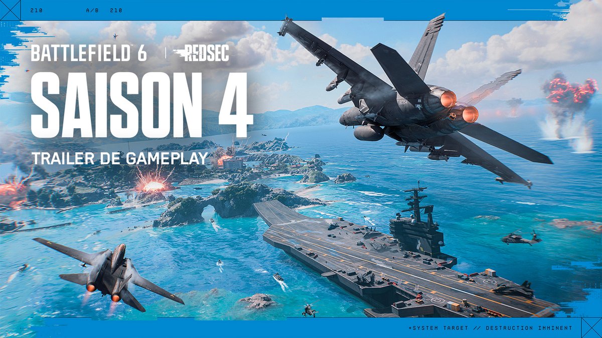 La guerre navale débarque 🌊 La Saison 4 ajoute le combat naval, notre plus grande carte à ce jour, le système de vagues dynamiques, de nouveaux véhicules, de nouvelles armes, et la guerre totale à travers la terre, l’air et la mer. ⚓ Déploiement le 21 juillet.