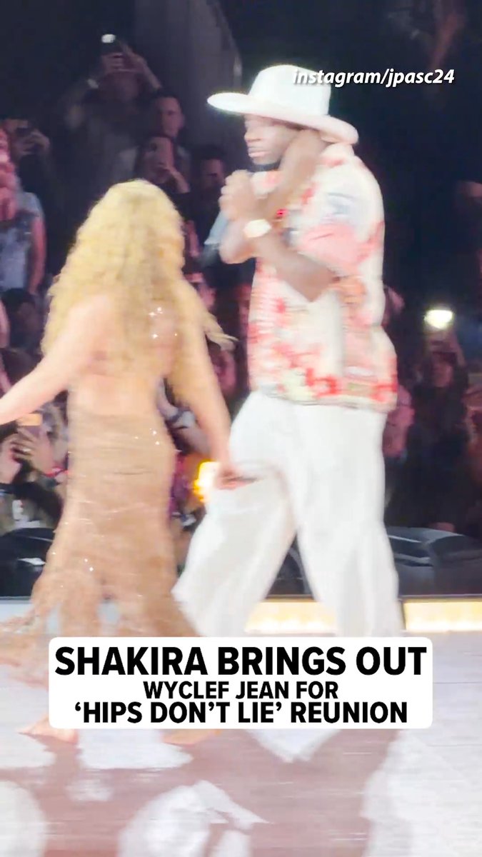 Shakira had a huge surprise for fans at Newark's Prudential Center Tuesday night, bringing out Wyclef Jean for an unforgettable reunion on their global smash, "Hips Don't Lie." 💃🔥 🎥: instagram/jpasc24