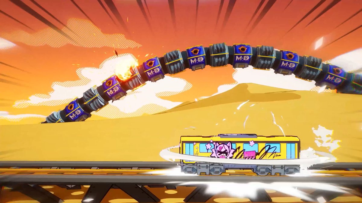 Denshattack is out today on PS5. Grind rails, stomp bosses, and more in this colorful action game: