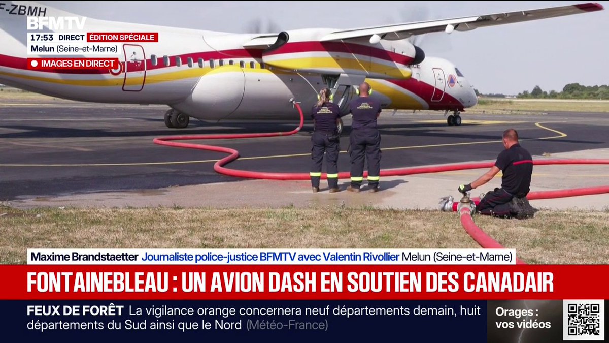 Incendies de Fontainebleau: un avion Dash apporte son soutien aux Canadair pour combattre le feu