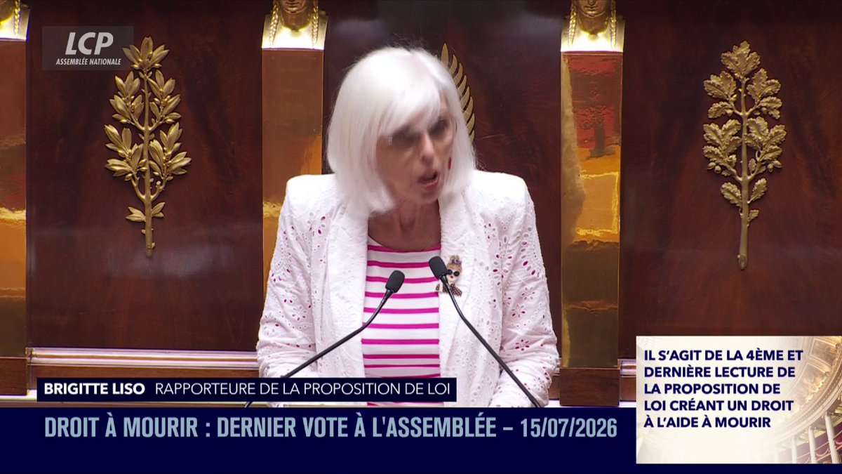 Aide à mourir: Brigitte Liso est "fière de défendre ce nouveau droit" et "les patients qui le demandent". "Personne n'a le droit de dire que ceux qui soutiennent ce texte seraient sans cœur."