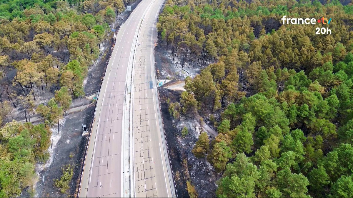 🔴 Les départs de feu ont repris tout autour de l’autoroute A6, la plus fréquentée pendant l’été. Elle est toujours coupée aujourd’hui. Sera-t-elle rouverte pour le week-end des grands départs ? #JT20h