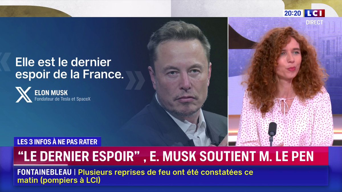 Elon Musk apporte son soutien à Marine Le Pen, estimant qu’elle "est le dernier espoir de la France" 🗣️ "On est dans l'ingérence totale" réagit Eve Szeftel, directrice de la rédaction de Marianne