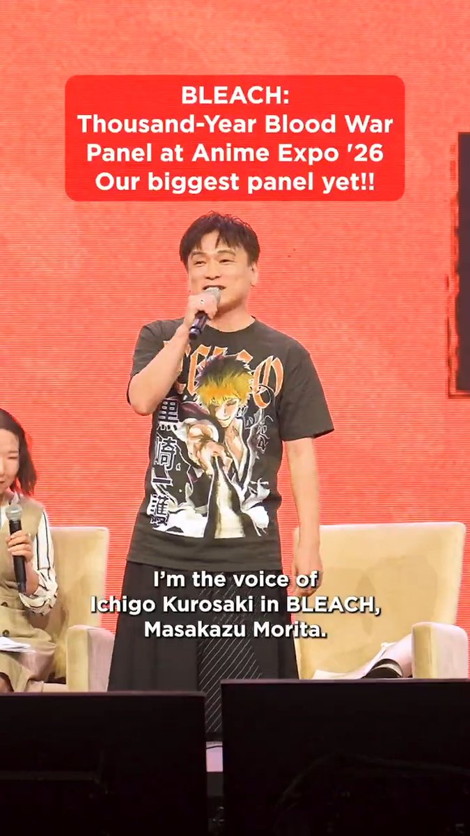 We loved the BLEACH: Thousand-Year Blood War Panel at @animeexpo! 🥹 The Crypto.com Arena was packed, and our two Ichigos 森田成一 and Johnny Yong Bosch were incredible ⚔️ Watch BLEACH: Thousand-Year Blood War Final Part - The Calamity July 25th on @Hulu on Disney+ 🔥🙏