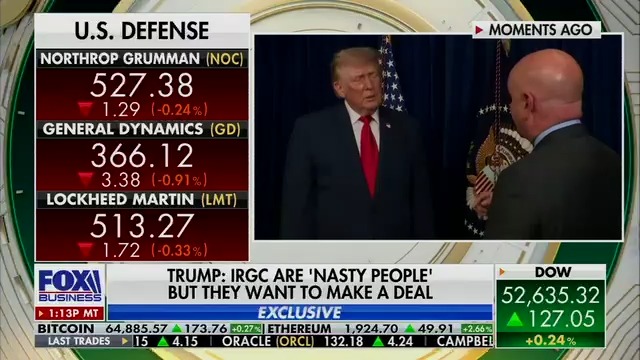 Q: Are you concerned that the renewed war in Iran will raise inflation? Trump: Well, look, we're making a lot of money. The defense companies are doing great.