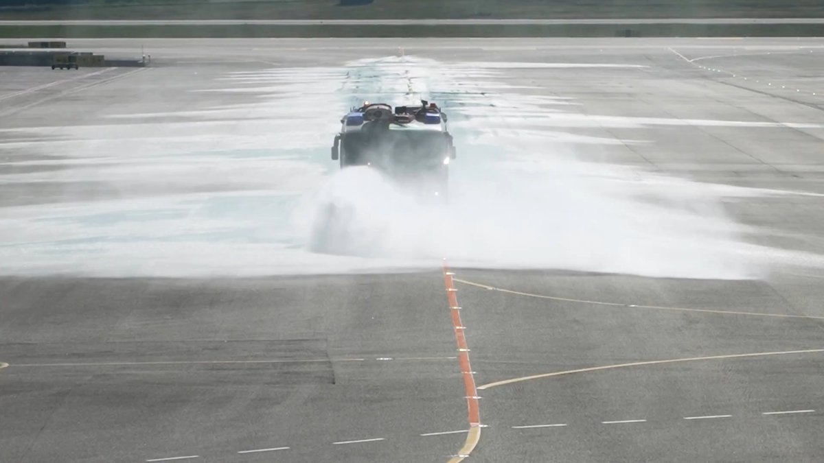 CORRECTION: Amid record heat, Europe is turning to an array of fixes for aging infrastructure, from dousing the tarmac with water to a surprisingly simple tool: white paint. We will delete an earlier video containing an incorrect reference to the runway