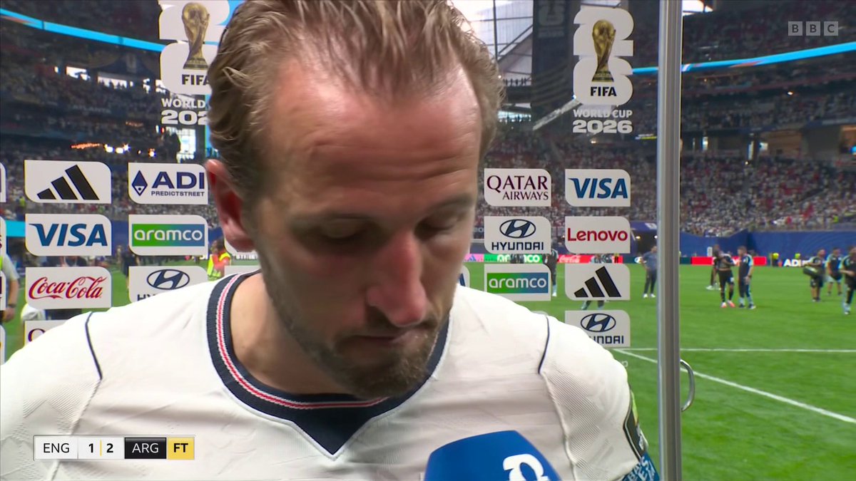 "To fall short like we did today is just gutting." 💔 England captain Harry Kane praises the "blood, sweat and tears" of his team after their World Cup semi-final defeat.
