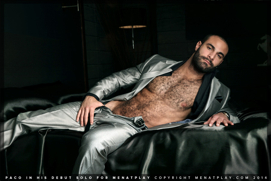 Paco's solo play is a close-up, suit-and-socks tease that showcases his confidence and undeniable camera presence. Paco Rabo