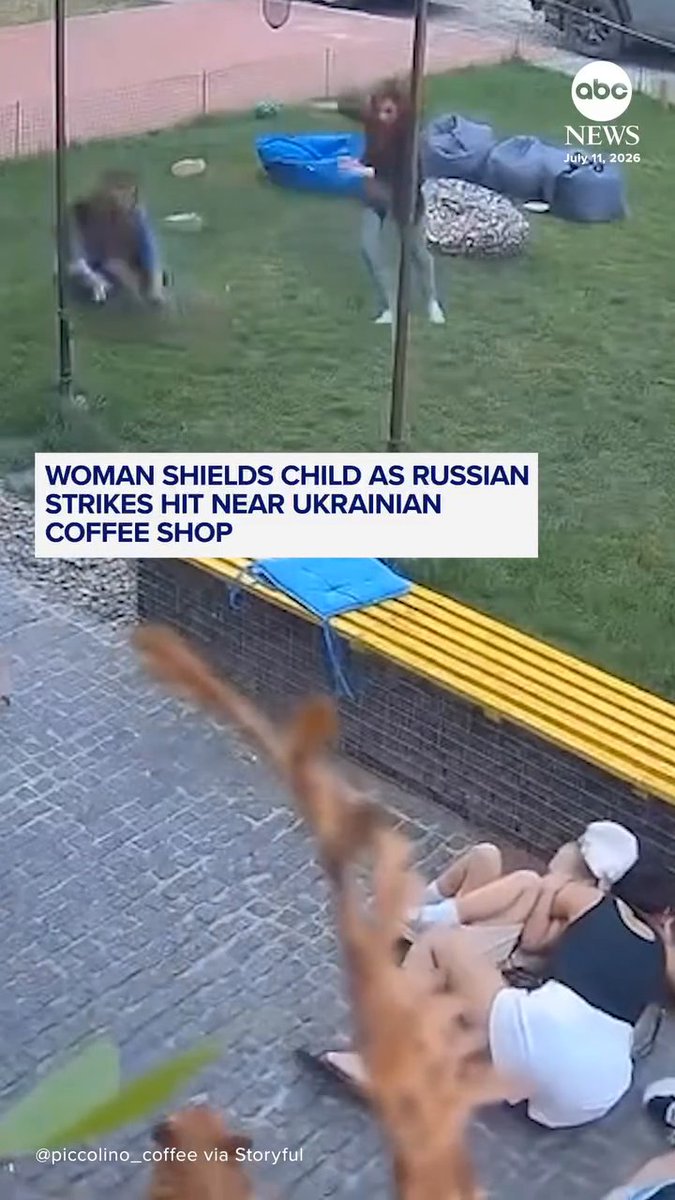 Dramatic footage from a Ukrainian coffee shop captured the moment customers braced, fled and shielded one another as Russia struck Sumy on Saturday.