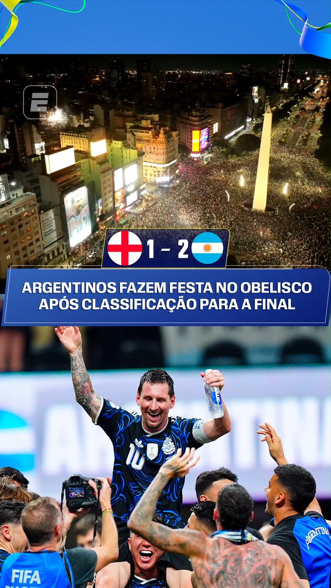 🇦🇷 Milhares de torcedores da Argentina reunidos no Obelisco, em Buenos Aires, comemorando a classificação para a final da Copa do Mundo. 🎥 ESPN Brasil | SportsCenter Brasil