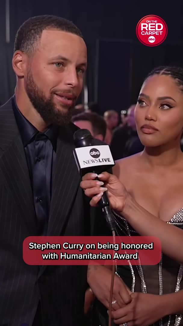 Stephen Curry was honored with the Muhammad Ali Sports Humanitarian Award for the impact of his Eat. Learn. Play. Foundation. Curry said the foundation was never created for recognition, but hopes awards like this inspire others to use their platforms to give back.