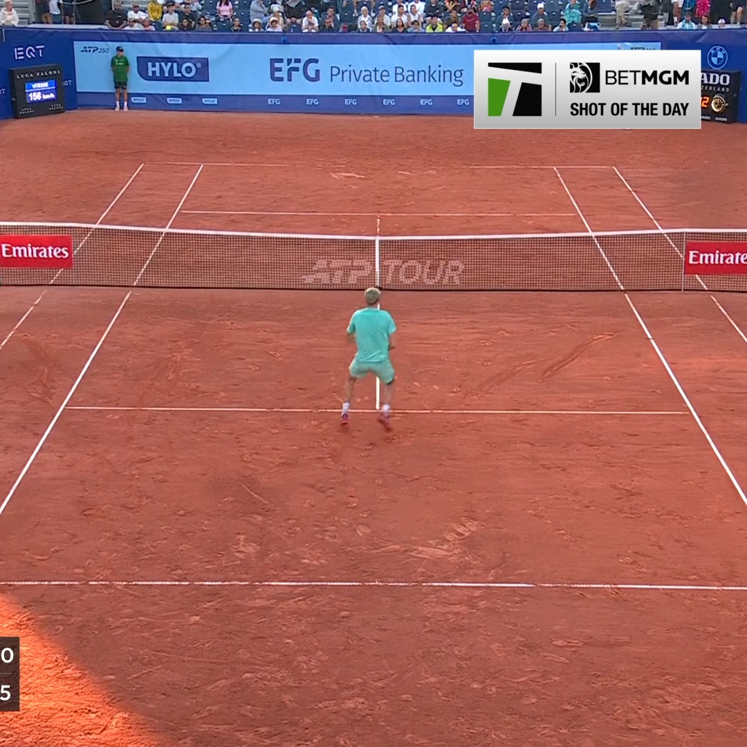This point from Stefanos Tsitsipas and Jerome Kym was insane 🤯 #SwissGstaadOpen | BetMGM 🦁