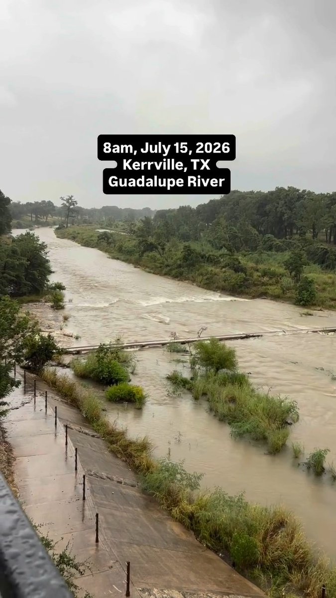 Video shared by @vecinos_cafe shows the Guadalupe River water levels from this morning in Kerrville, Texas.