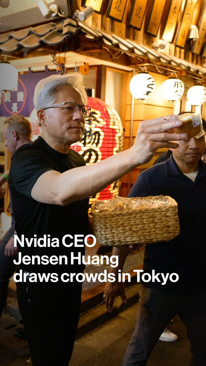 Nvidia CEO Jensen Huang drew crowds in Tokyo after meeting the Japanese companies that power the global AI supply chain. He even stopped to hand out red bean cakes as fans gathered for a glimpse of him: