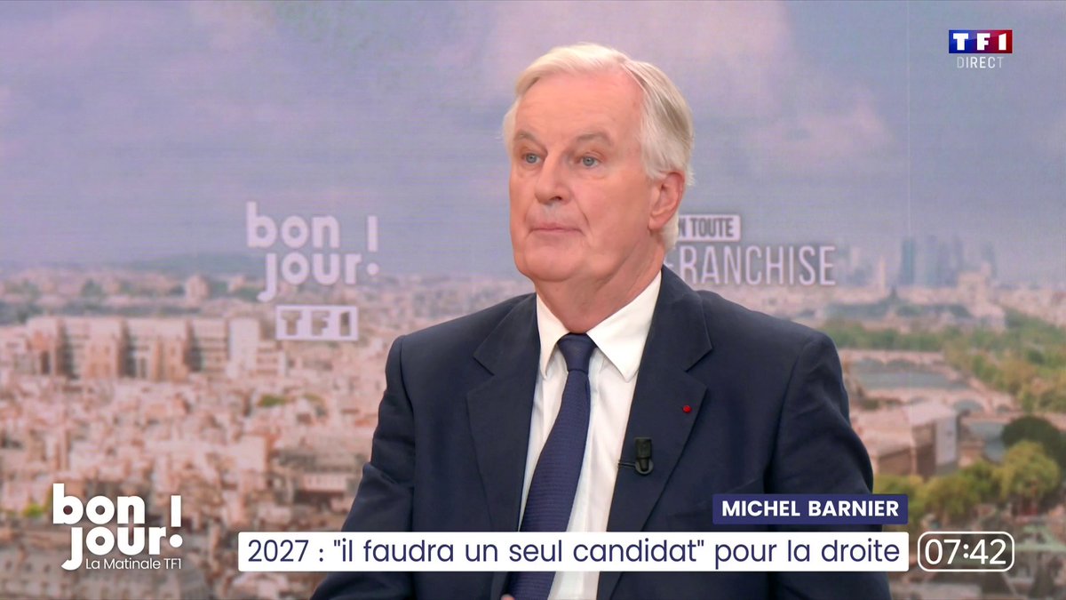 🔴 2027 : la droite divisée Michel Barnier : 🗣️"Il faudra un seul candidat (pour la droite). Le plus important c'est qu'on fasse un projet de redressement, de rupture. (...) Je soutiens Bruno Retailleau" 📺 En Toute Franchise avec Bastien Augey #BonjourLaMatinaleTF1