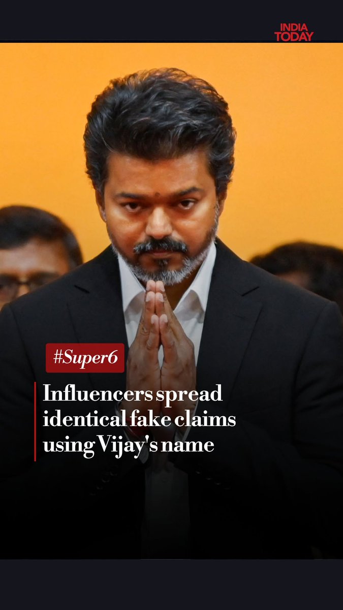 A coordinated fake news campaign on social media has been exposed, where several Hindi influencers are spreading identical false claims. These viral videos assert that a Chief Minister Vijay has ordered the capital punishment to all rape accused and made treatment in private hospitals in Tamil Nadu free if a patient dies. Despite gaining thousands of views and likes, these claims are untrue. The influencers are using the same script and thumbnails to capitalise on the popularity and social media fandom of the leader. India Today's Akshita Nandagopal breaks it down for us. #FakeNews #Misinformation #SocialMedia #FactCheck #Super6