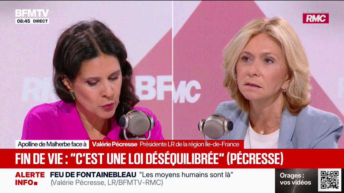 Fin de vie: "La loi qui a été votée est clairement déséquilibrée", estime Valérie Pécresse, présidente LR de la région Île-de-France