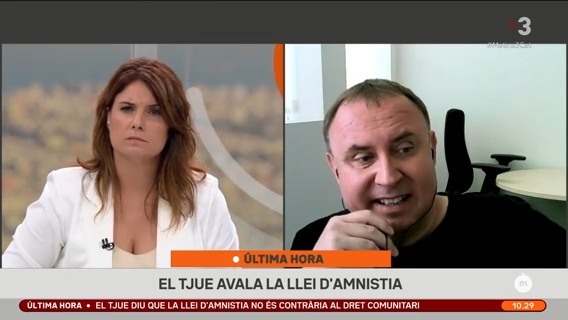 "El tribunal és molt contundent." El catedràtic de Dret Processal de la UB, Jordi Nieva, analitza l'aval del TJUE a la llei d'amnistia, conegut aquest matí #Matins3Cat